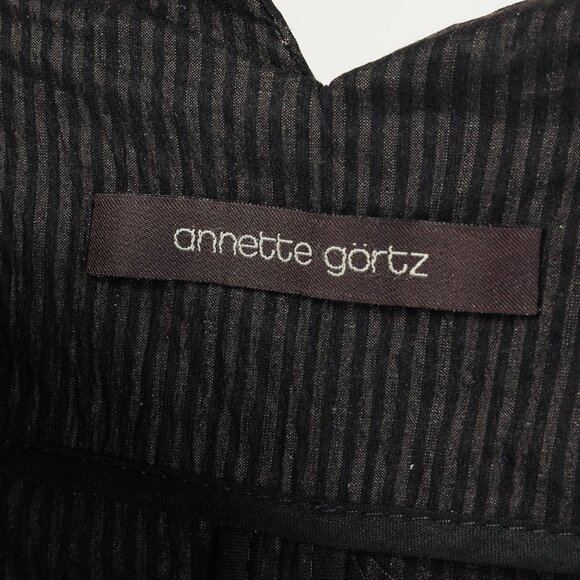 Annette Gortz Split Black Pinstripe Bubble-Hem Skirt-Pants - Picture 8 of 10